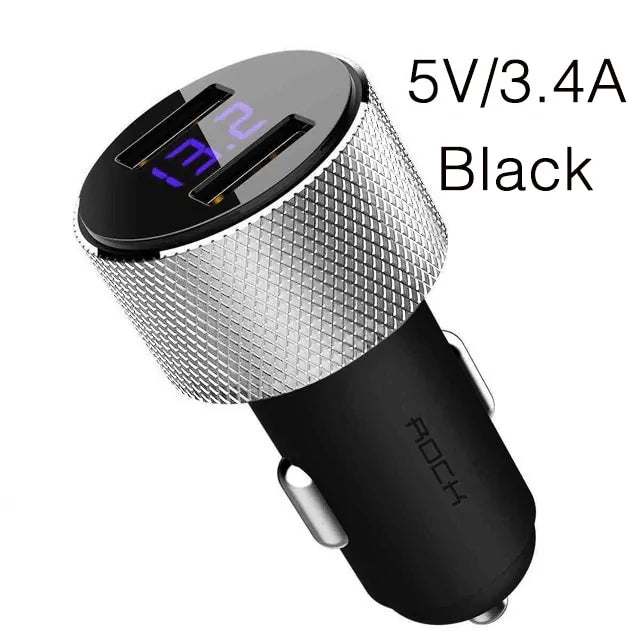 Mini Dual USB Car Charger LED Display