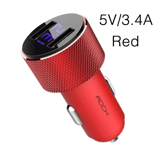 Mini Dual USB Car Charger LED Display