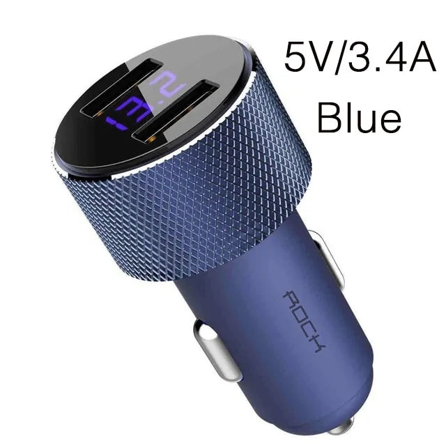 Mini Dual USB Car Charger LED Display