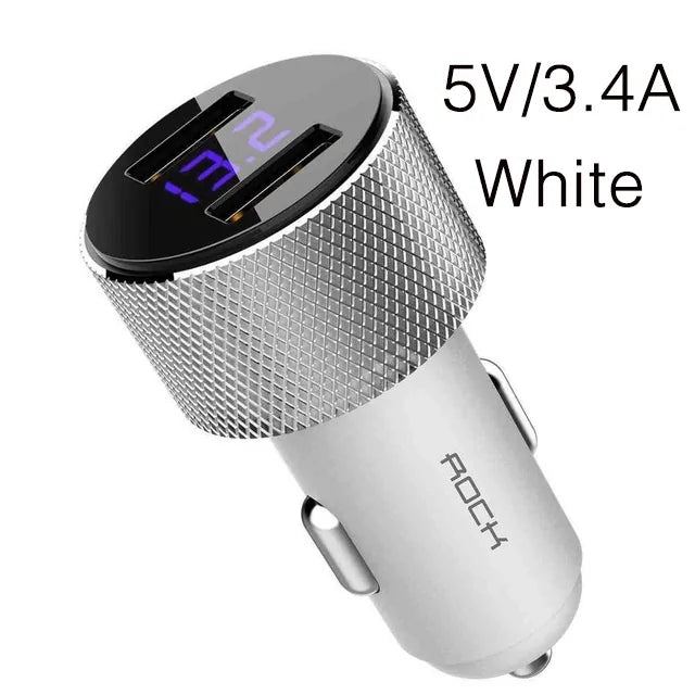 Mini Dual USB Car Charger LED Display