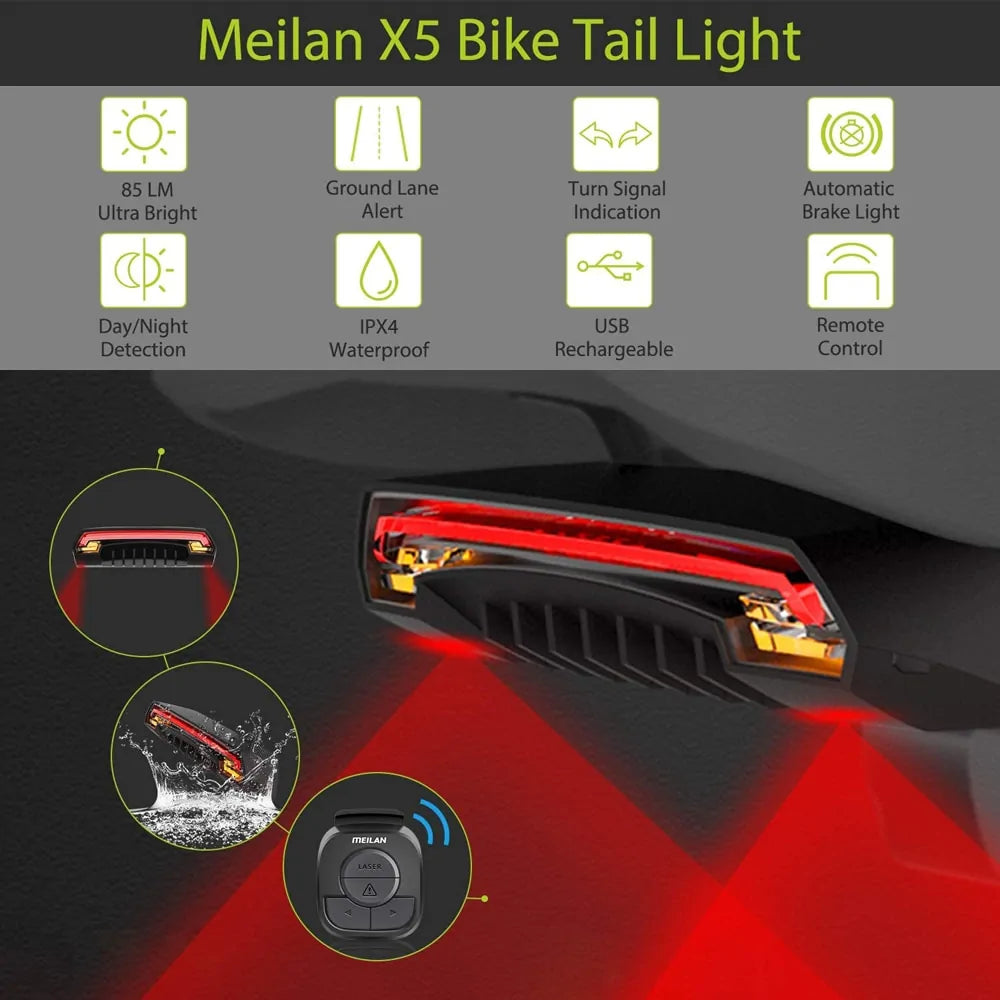 Smart Auto Brake Sensing Light Bicycle Wireless Turn Light